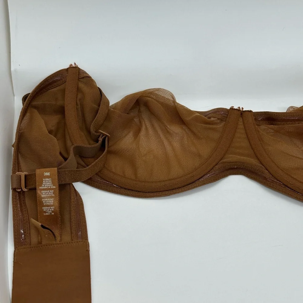 SKIMS Brown Sheer Mesh Underwire Bra Size 36C - Picture 9 of 13
